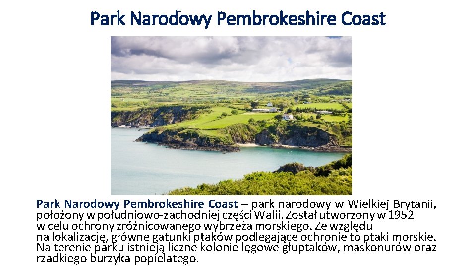 Park Narodowy Pembrokeshire Coast – park narodowy w Wielkiej Brytanii, położony w południowo-zachodniej części