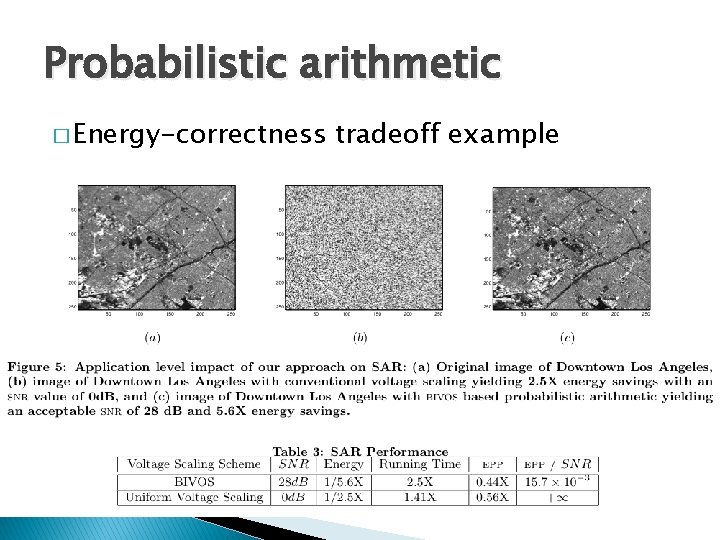 Probabilistic arithmetic � Energy-correctness tradeoff example 