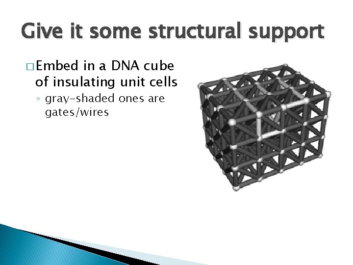 Give it some structural support � Embed in a DNA cube of insulating unit