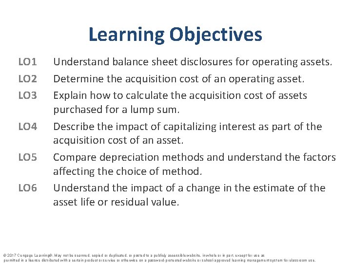 Learning Objectives LO 1 LO 2 LO 3 LO 4 LO 5 LO 6