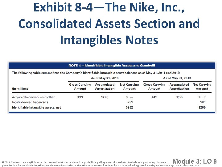 Exhibit 8 -4—The Nike, Inc. , Consolidated Assets Section and Intangibles Notes Module 3: