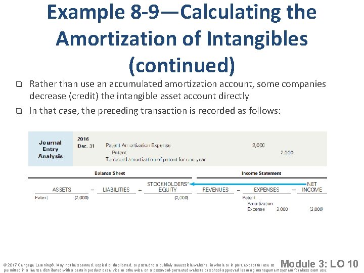 Example 8 -9—Calculating the Amortization of Intangibles (continued) q q Rather than use an