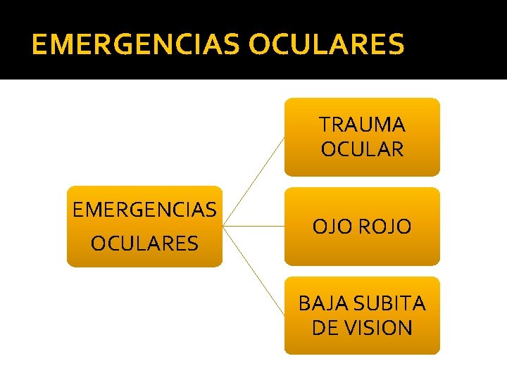 EMERGENCIAS OCULARES TRAUMA OCULAR EMERGENCIAS OCULARES OJO ROJO BAJA SUBITA DE VISION 