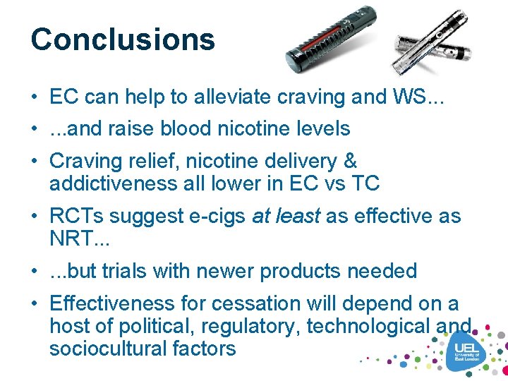 Conclusions • EC can help to alleviate craving and WS. . . • .