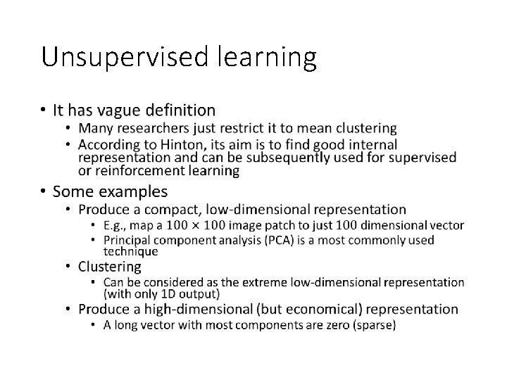 Unsupervised learning • 