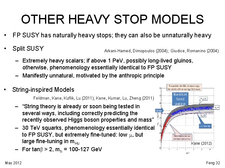 OTHER HEAVY STOP MODELS • FP SUSY has naturally heavy stops; they can also