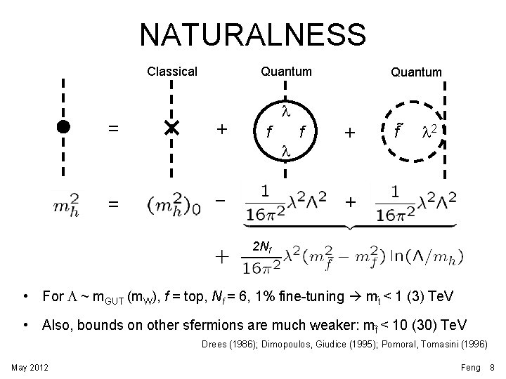 NATURALNESS Classical Quantum = + = − Quantum l f + f l 2