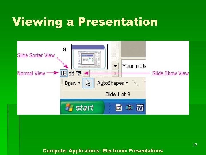 Viewing a Presentation 19 Computer Applications: Electronic Presentations 