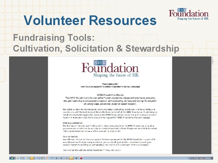 Volunteer Resources Fundraising Tools: Cultivation, Solicitation & Stewardship 