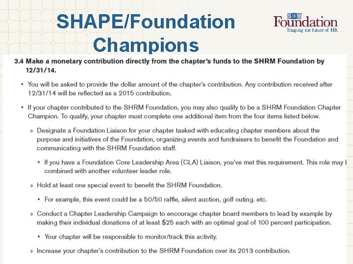 SHAPE/Foundation Champions 