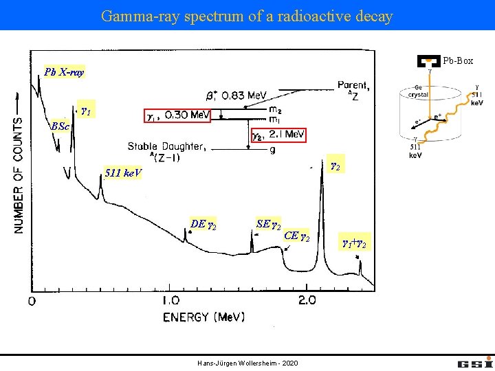 Gamma-ray spectrum of a radioactive decay Pb-Box Pb X-ray γ 1 BSc γ 2