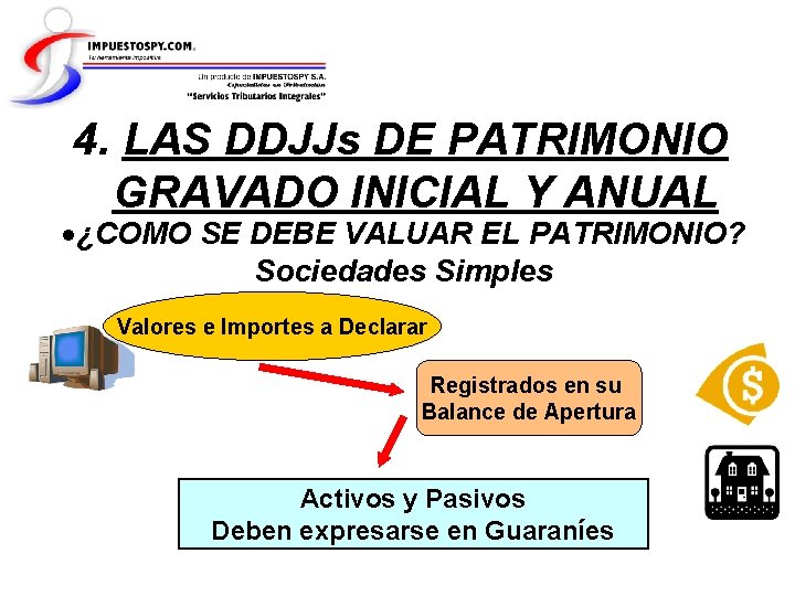 4. LAS DDJJs DE PATRIMONIO GRAVADO INICIAL Y ANUAL ¿COMO SE DEBE VALUAR EL