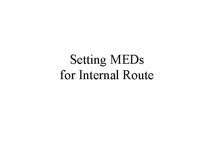 Setting MEDs for Internal Route Setting MEDs for Internal Route