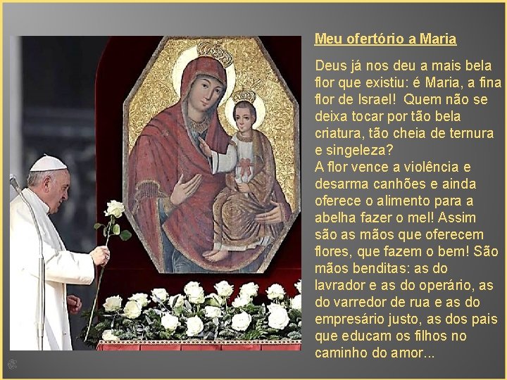 Meu ofertório a Maria Deus já nos deu a mais bela flor que existiu: