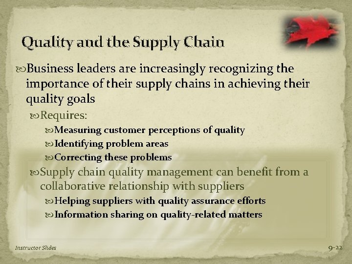 Quality and the Supply Chain Business leaders are increasingly recognizing the importance of their
