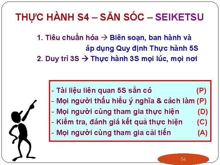 THỰC HÀNH S 4 – SĂN SÓC – SEIKETSU 1. Tiêu chuẩn hóa Biên