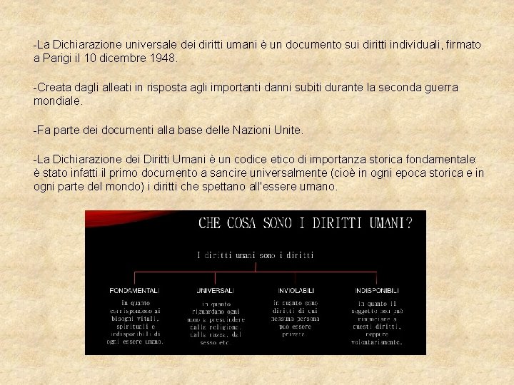 -La Dichiarazione universale dei diritti umani è un documento sui diritti individuali, firmato a