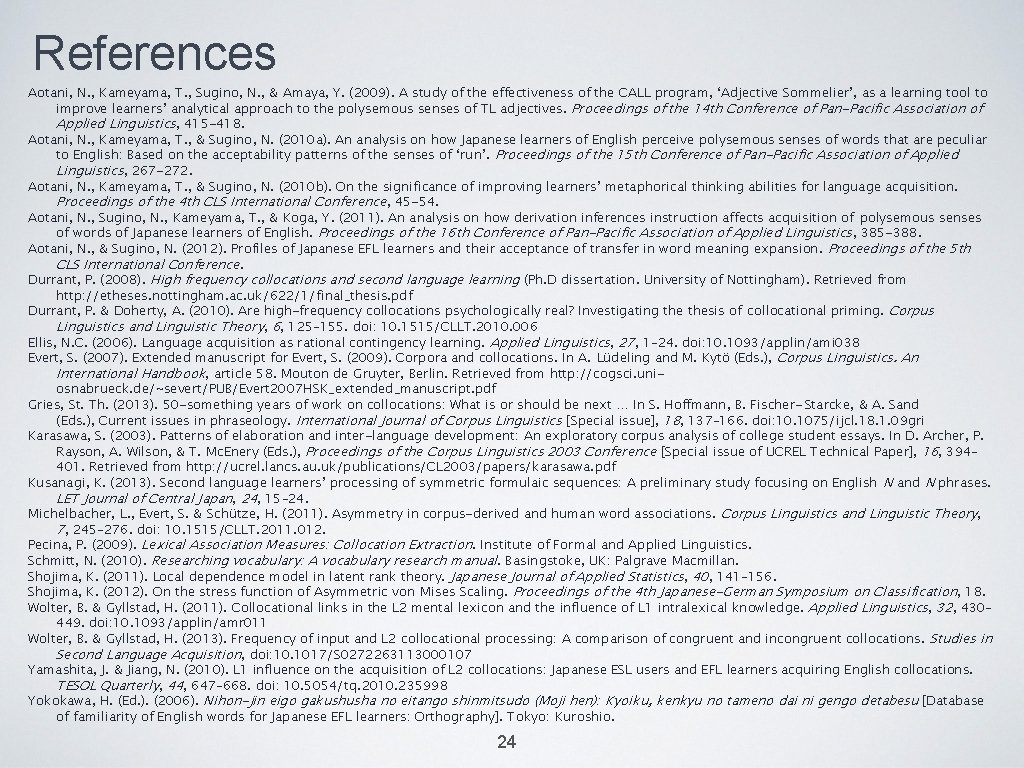 References Aotani, N. , Kameyama, T. , Sugino, N. , & Amaya, Y. (2009).