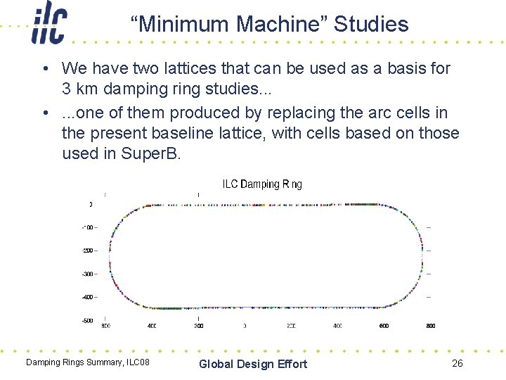 “Minimum Machine” Studies • We have two lattices that can be used as a