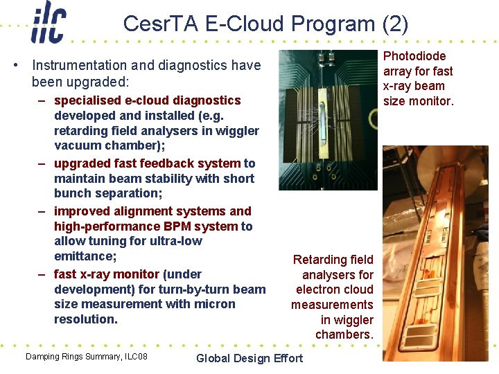 Cesr. TA E-Cloud Program (2) Photodiode array for fast x-ray beam size monitor. •