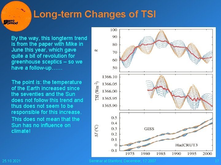 Long-term Changes of TSI By the way, this longterm trend is from the paper