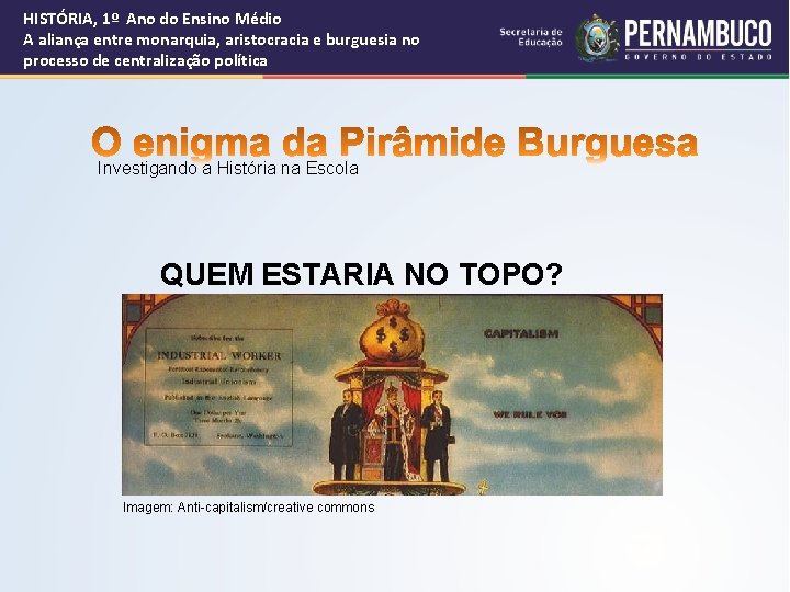 HISTÓRIA, 1º Ano do Ensino Médio A aliança entre monarquia, aristocracia e burguesia no