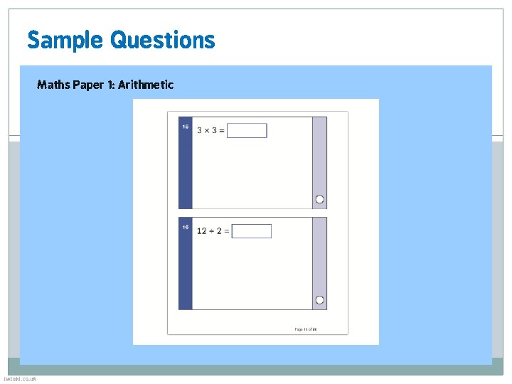 Sample Questions Maths Paper 1: Arithmetic 