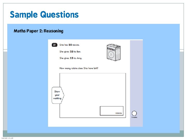 Sample Questions Maths Paper 2: Reasoning 