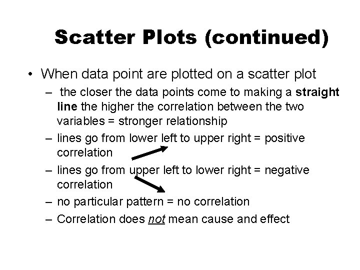 Scatter Plots (continued) • When data point are plotted on a scatter plot – Scatter Plots (continued) • When data point are plotted on a scatter plot –