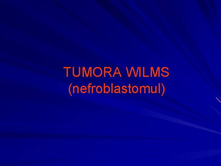 TUMORA WILMS (nefroblastomul) 
