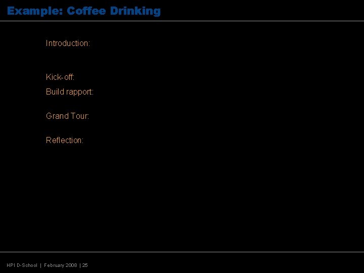 Example: Coffee Drinking Introduction: “Hi, I’m a HPI D-School student studying coffee drinking. I’m