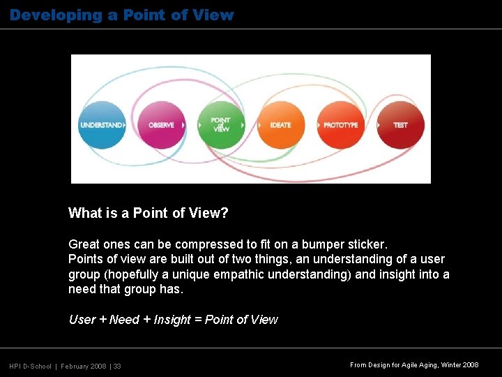 Developing a Point of View What is a Point of View? Great ones can