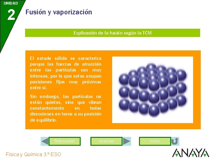 UNIDAD 2 Fusión y vaporización Explicación de la fusión según la TCM El estado