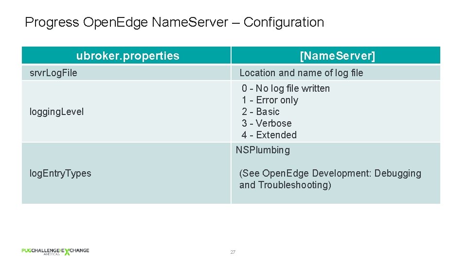 Progress Open. Edge Name. Server – Configuration ubroker. properties [Name. Server] srvr. Log. File