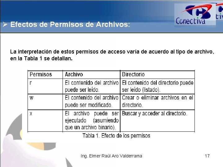 Ø Efectos de Permisos de Archivos: La interpretación de estos permisos de acceso varía