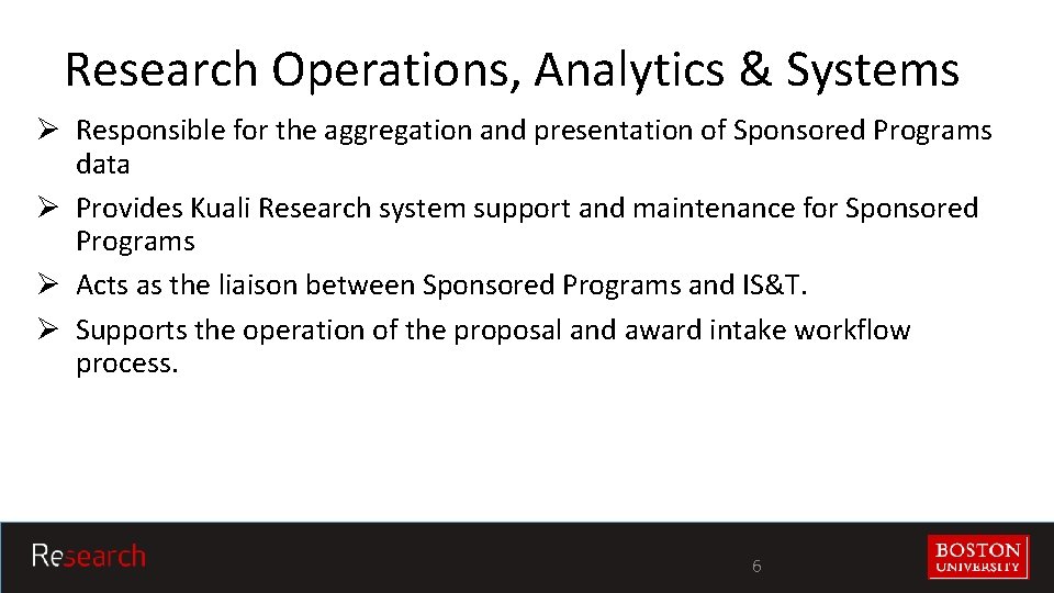 Introduction to Sponsored Programs Our Role Our Teams