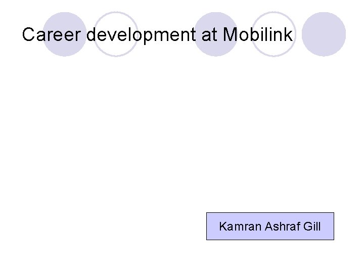 Career development at Mobilink Kamran Ashraf Gill 