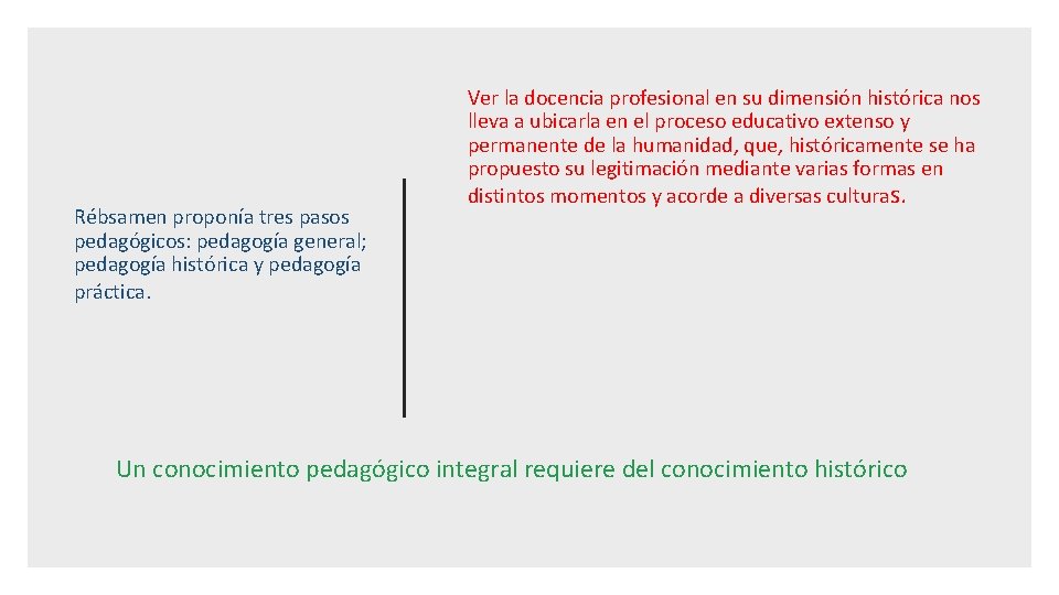 Rébsamen proponía tres pasos pedagógicos: pedagogía general; pedagogía histórica y pedagogía práctica. Ver la Rébsamen proponía tres pasos pedagógicos: pedagogía general; pedagogía histórica y pedagogía práctica. Ver la