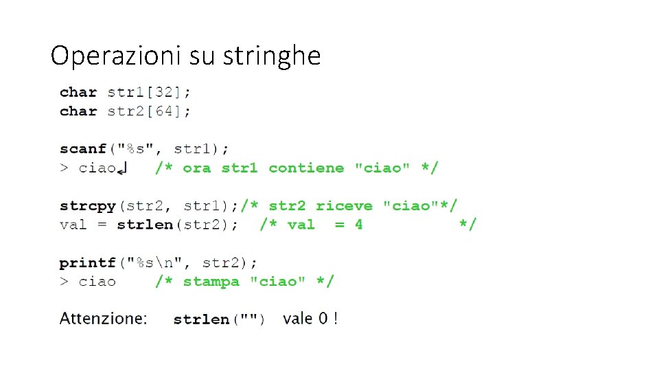 Operazioni su stringhe 