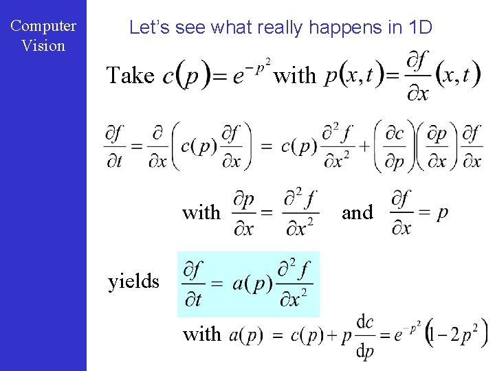 Computer Vision Let’s see what really happens in 1 D with Take with yields