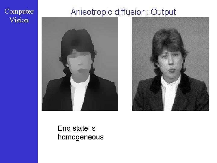 Computer Vision Anisotropic diffusion: Output End state is homogeneous 