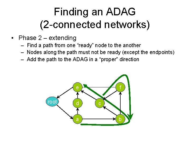 Finding an ADAG (2 -connected networks) • Phase 2 – extending – Find a