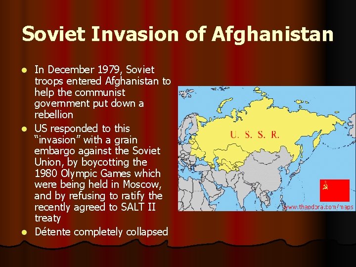 Soviet Invasion of Afghanistan In December 1979, Soviet troops entered Afghanistan to help the