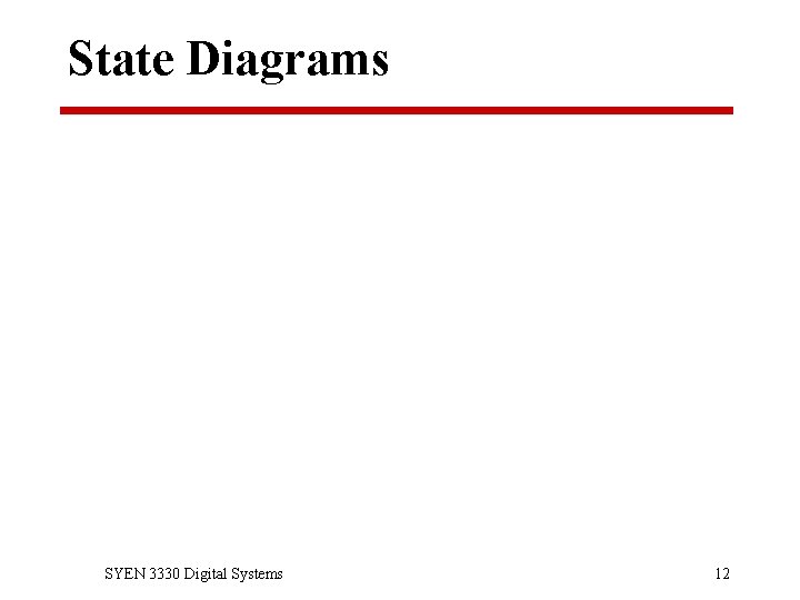 State Diagrams SYEN 3330 Digital Systems 12 