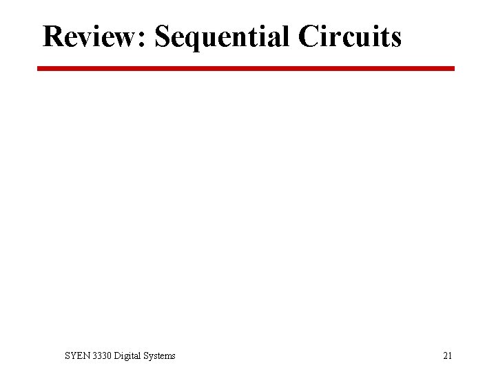 Review: Sequential Circuits SYEN 3330 Digital Systems 21 