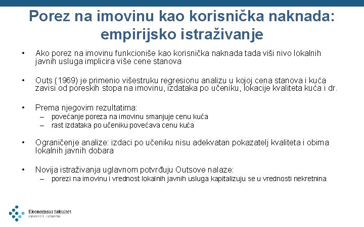 Porez na imovinu kao korisnička naknada: empirijsko istraživanje • Ako porez na imovinu funkcioniše