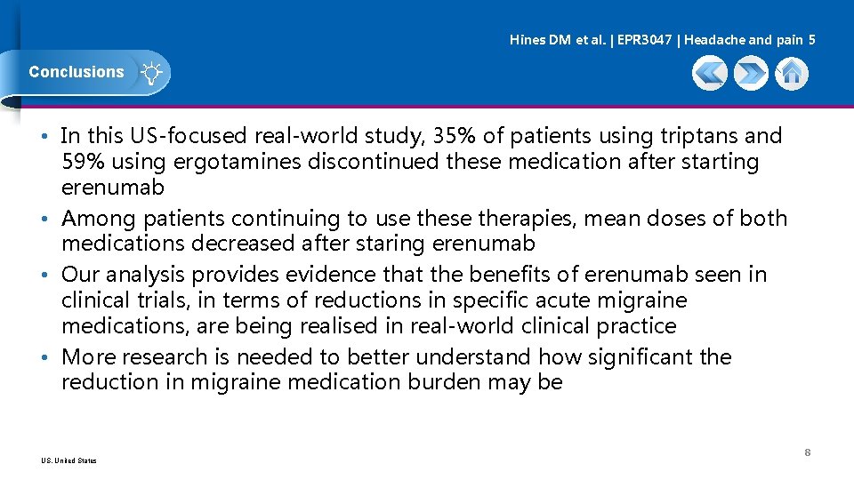 Hines DM et al. | EPR 3047 | Headache and pain 5 Conclusions •