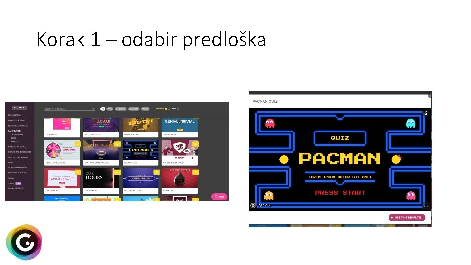 Korak 1 – odabir predloška 