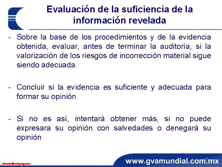 Evaluación de la suficiencia de la información revelada - Sobre la base de los