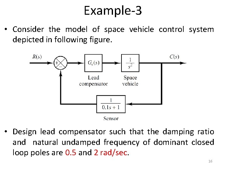 Example-3 • Consider the model of space vehicle control system depicted in following figure.